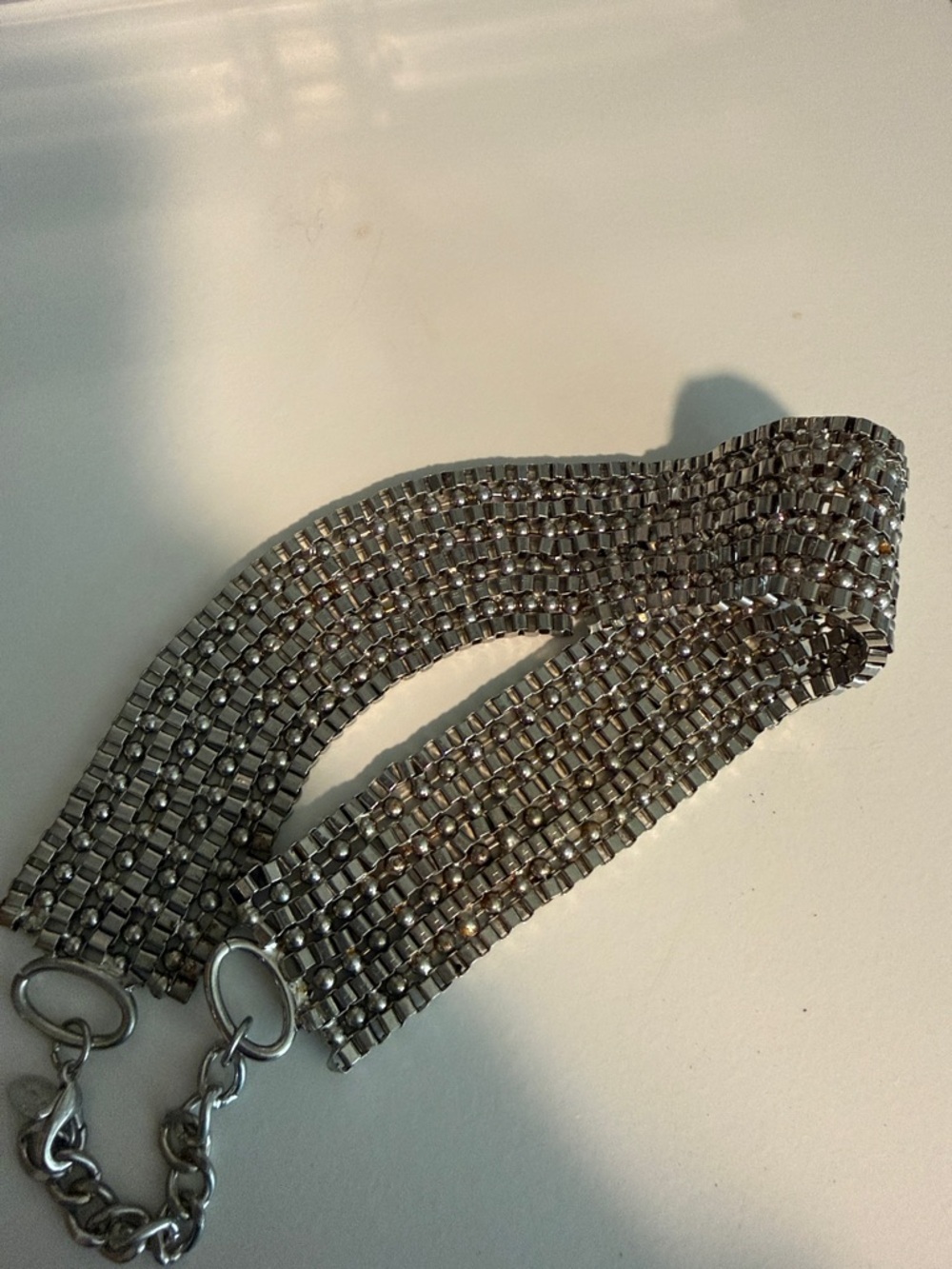 Silver Multistrand Costume Statement Necklace - Women Jewelry - Picture 3 of 5